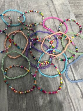 Women’s or Kids Multicolor Beaded Stretch Bracelets - Pack of Fun